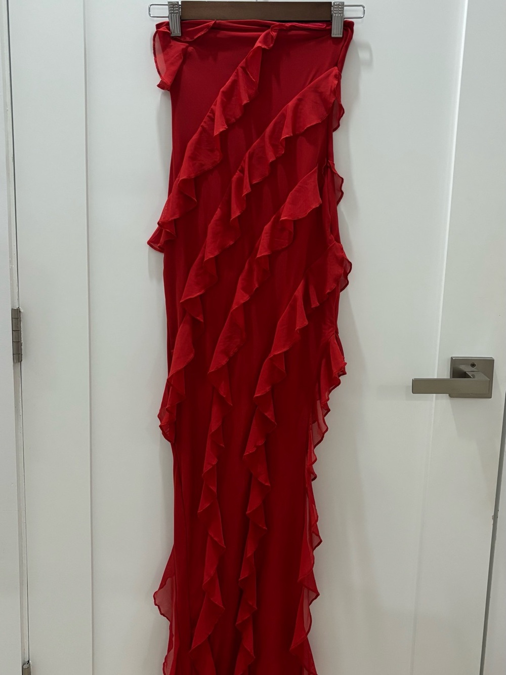 Oh Poly! Red Ruffle Maxi Skirt - Women